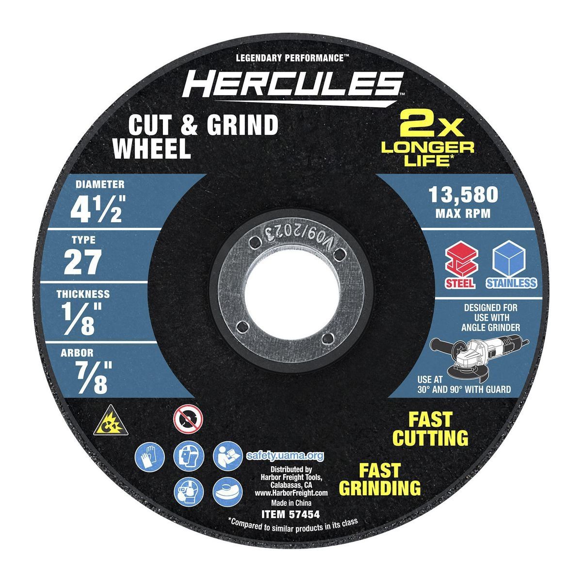 4-1/2 in. x 1/8 in. x 7/8 in. Type 27 Cut and Grind Wheel X4471