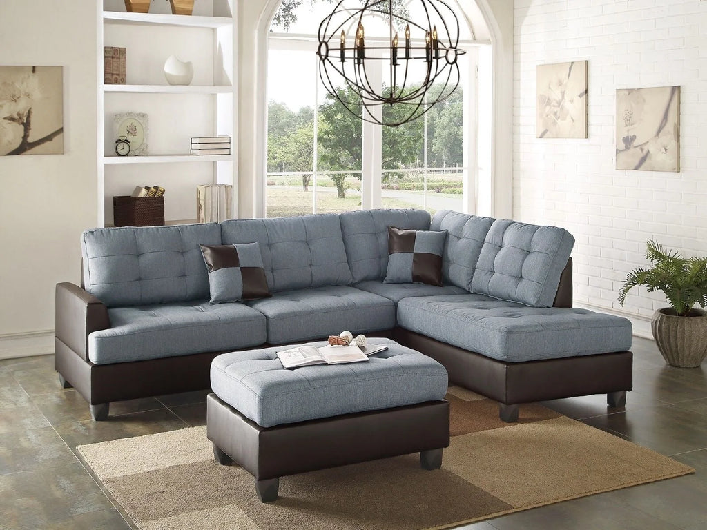 3pc Faux Leather Sectional Sofa Set Z83294