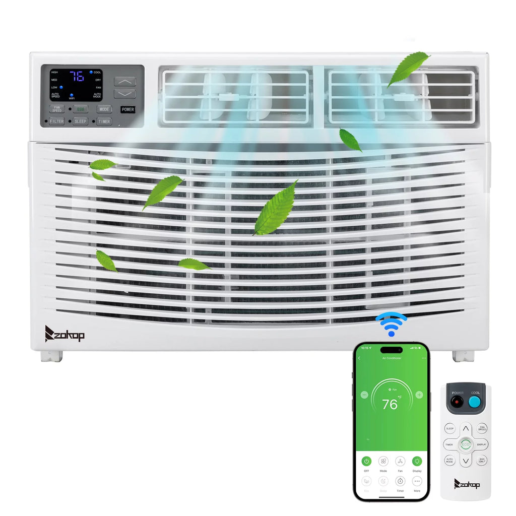 12000BTU 110V Window-Mounted Remote Control Air Conditioner, White Q2098