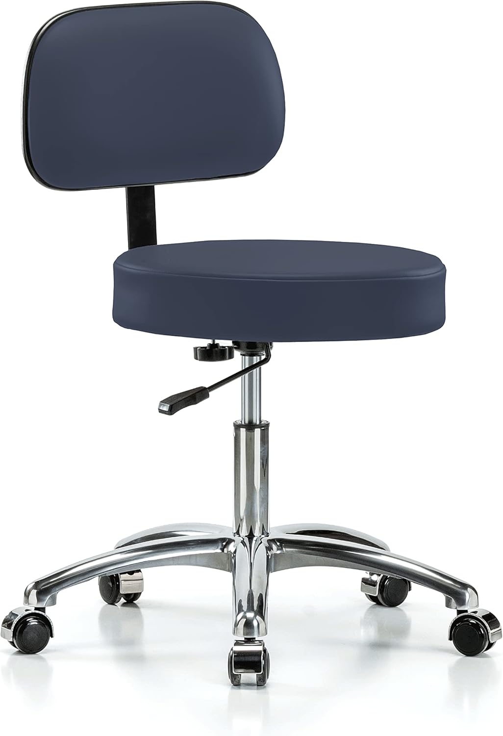 Chrome Height Adjustable Exam Stool with Back S323