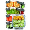 5-Pack 36 Oz 2 Compartments Glass Food Storage Containers with Locking Lids E460609