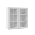 36x36x12 in. White Wall Kitchen Cabinet with Glass Doors O895