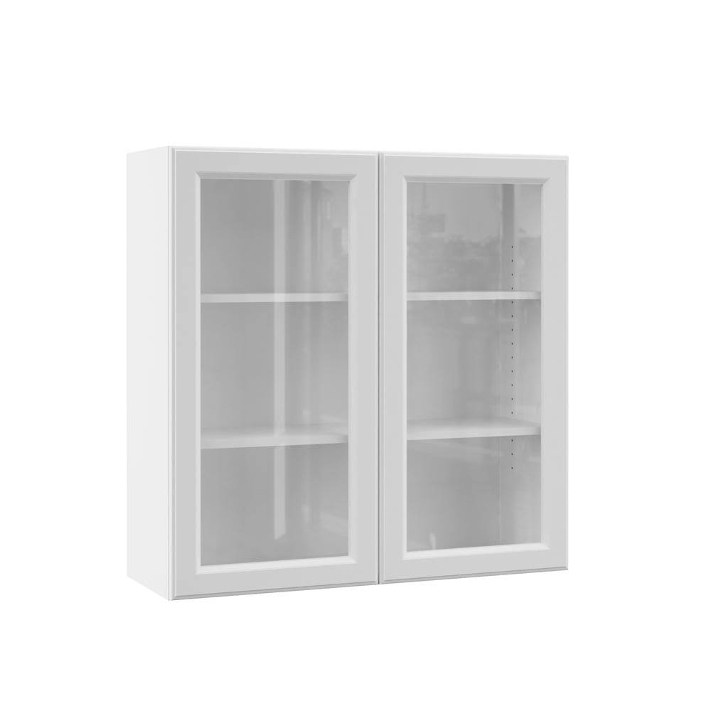 36x36x12 in. White Wall Kitchen Cabinet with Glass Doors O895