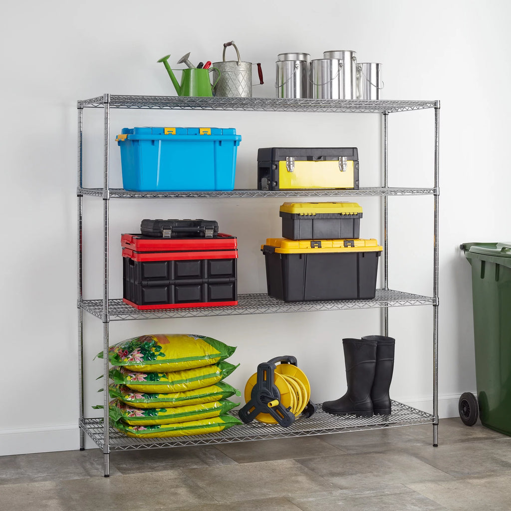 4 Shelf Wire Shelf Unit Chrome 4000 lb Z96461