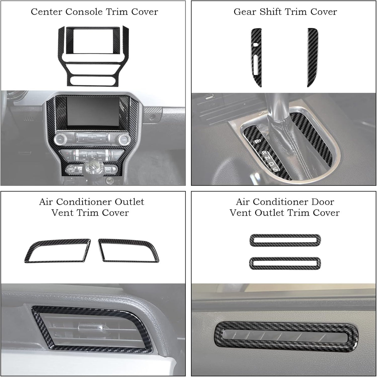 20 PCS Carbon Fiber Grain Interior Trim Cover Kit U613336