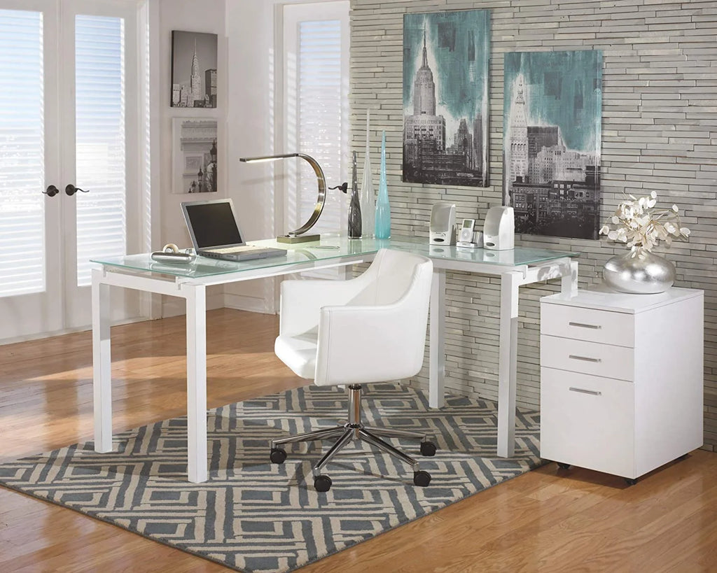 White Adjustable Swivel Office Desk Chair U96138