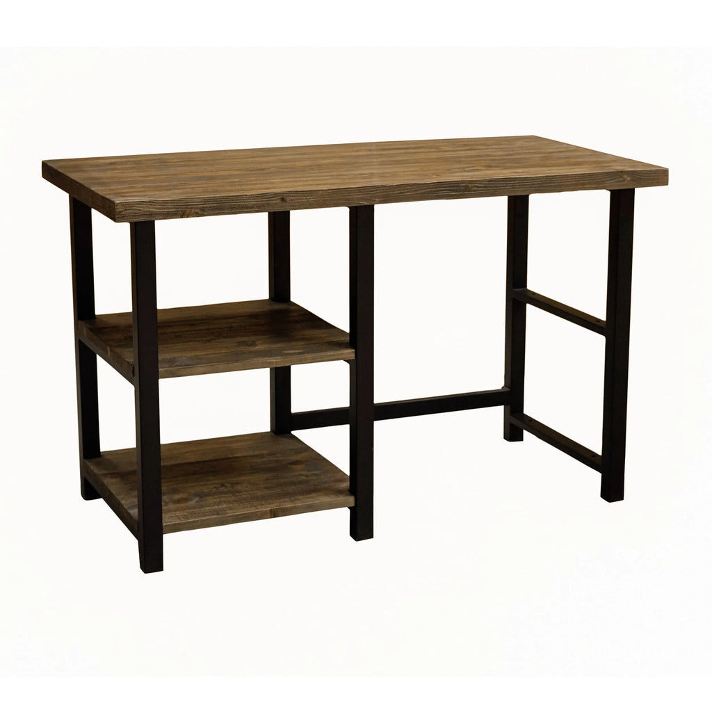 Metal and Solid Wood Desk with 2 Shelves T56983