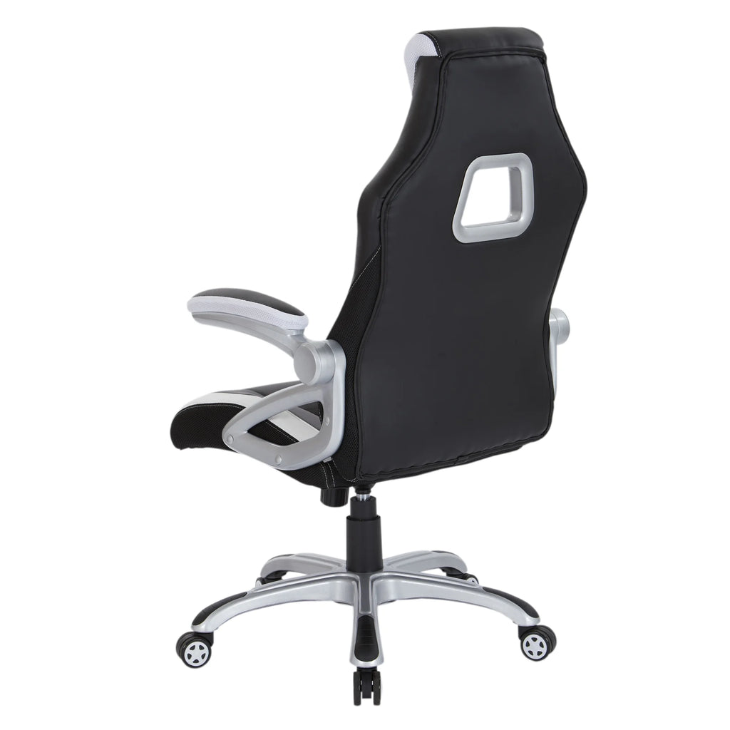 Black Chair with White Trim and Silver Base H53392