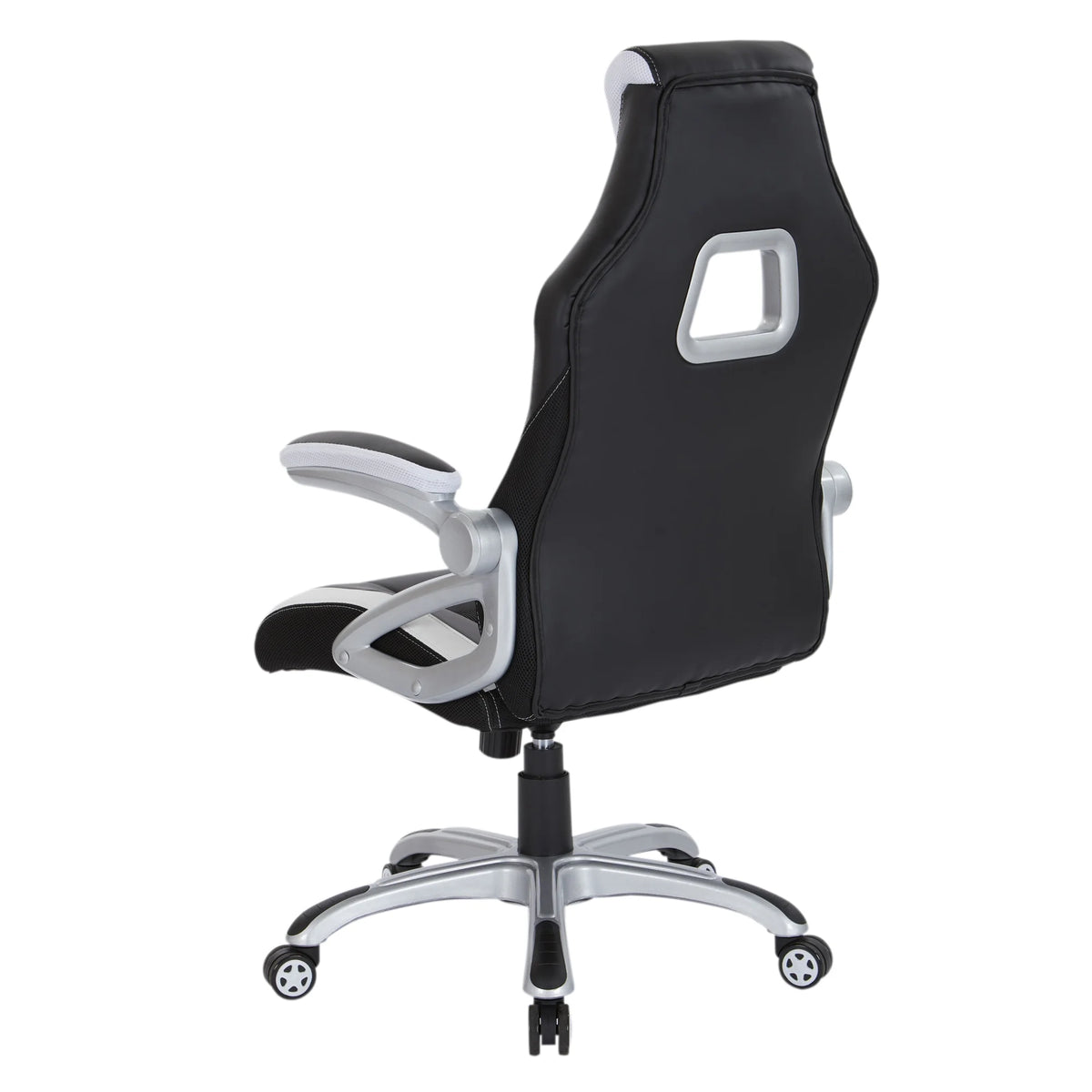 Black Chair with White Trim and Silver Base H53392