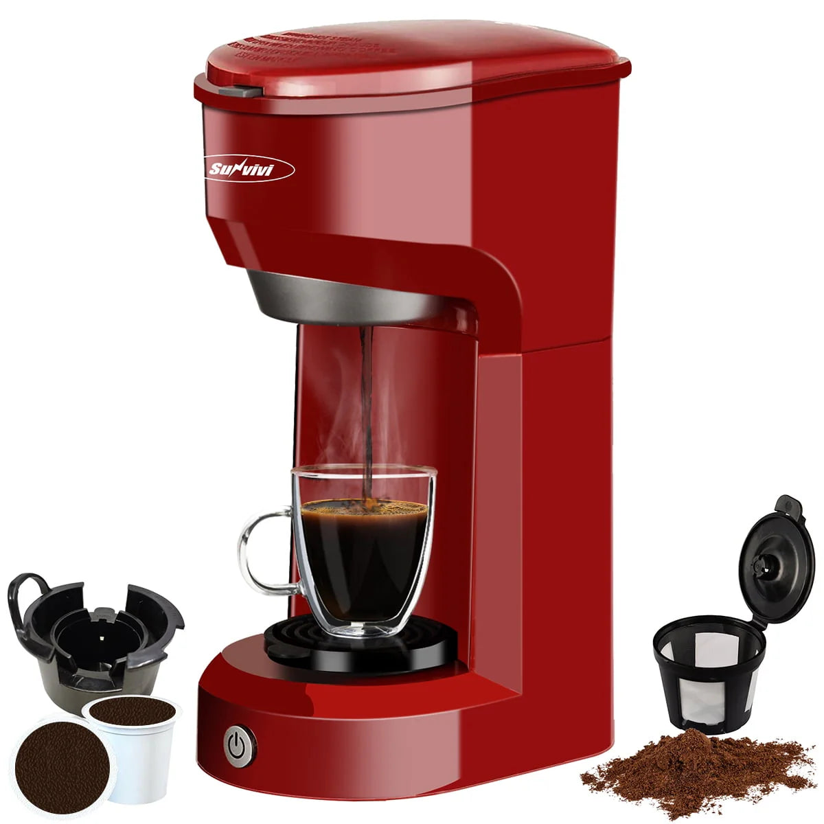 Single Serve Coffee Maker with 30 Oz Detachable Reservoir, Black O595