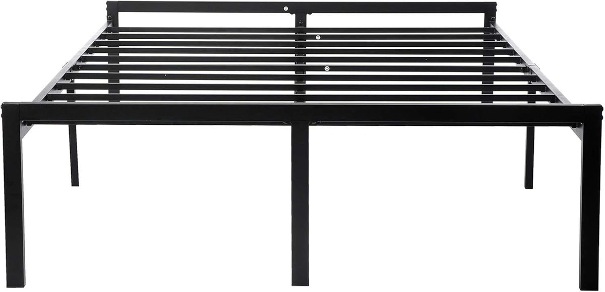 16 Inch Black Metal Platform Bed Frame with Headboard and Footboard California King R58677