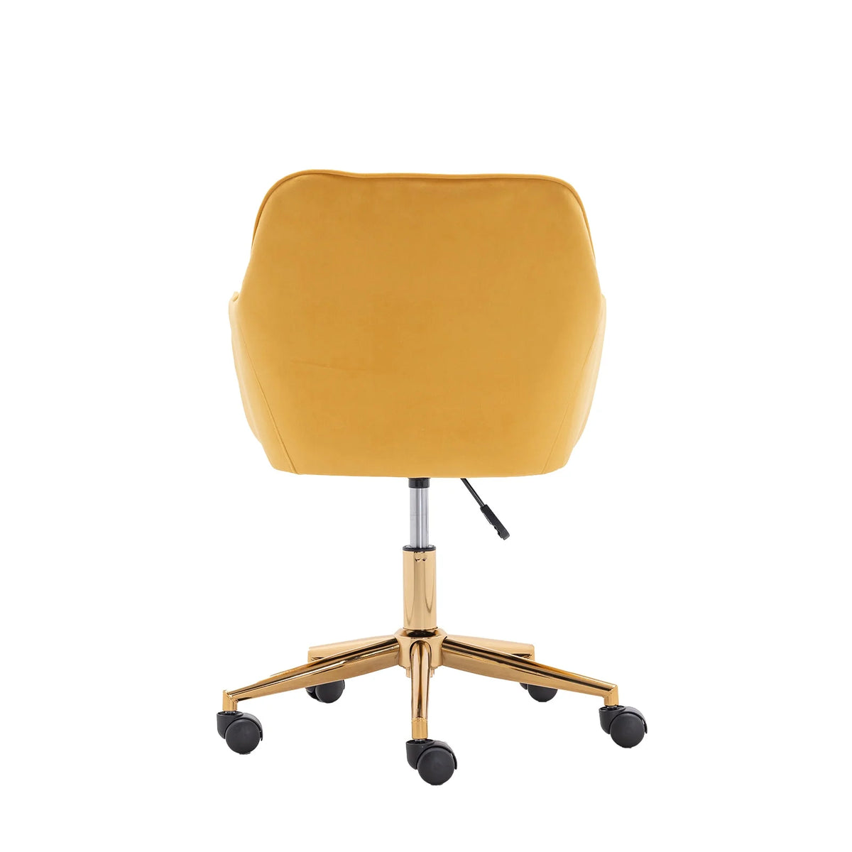 Yellow Velvet Adjustable Height Office Chair with Gold Metal Legs and Wheels E149