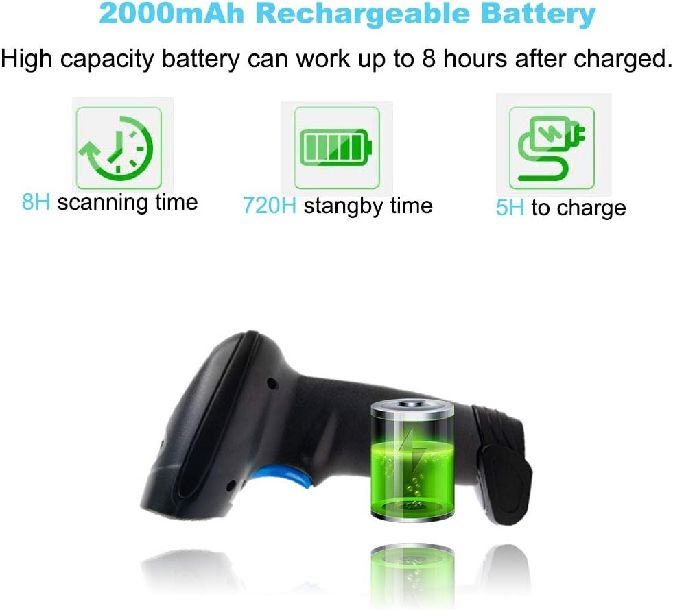 2D Wireless Barcode Scanner USB Rechargeable E82818