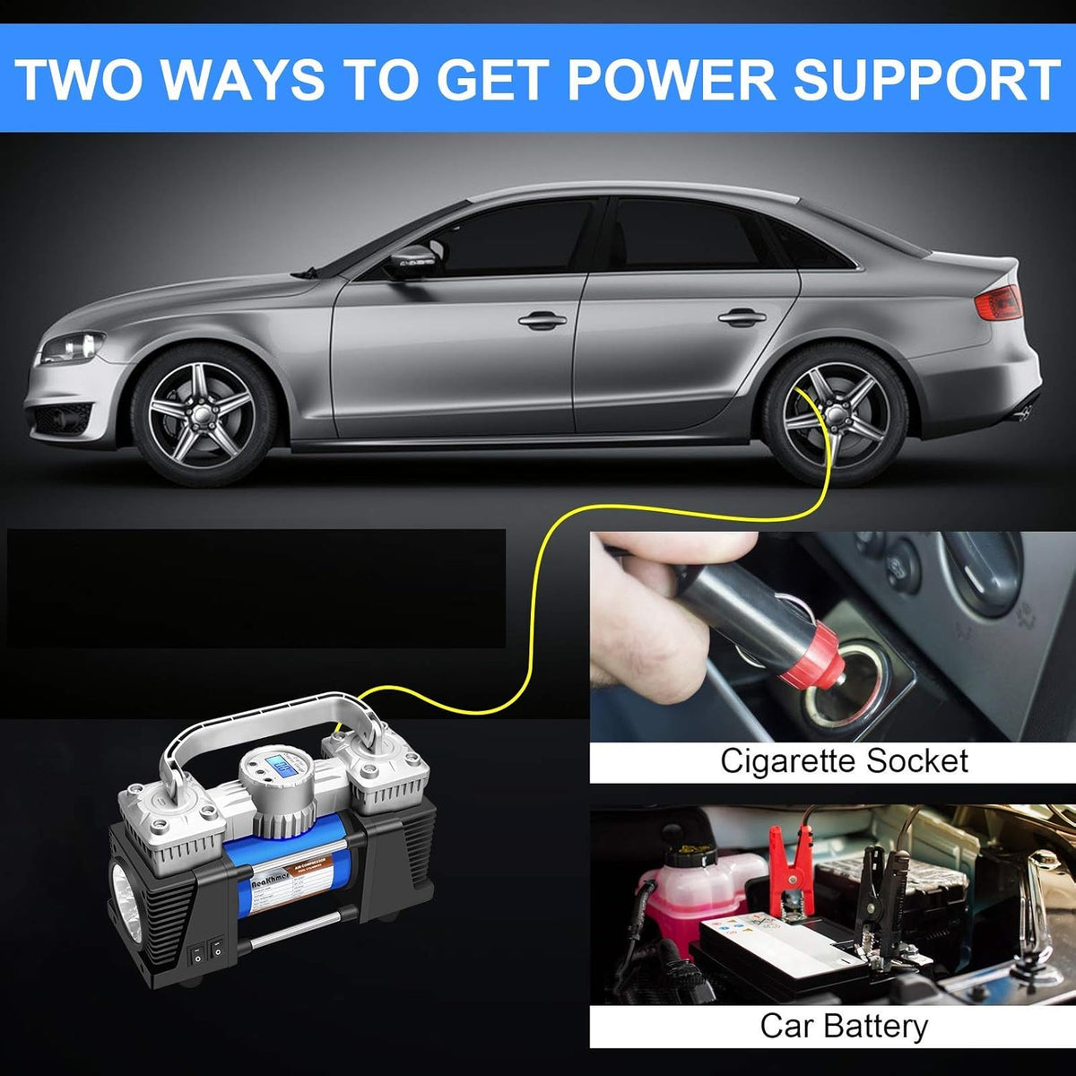 Portable Air Compressor 12Volt 120PSI Digital Tire Pump with Pressure Gauge B53204