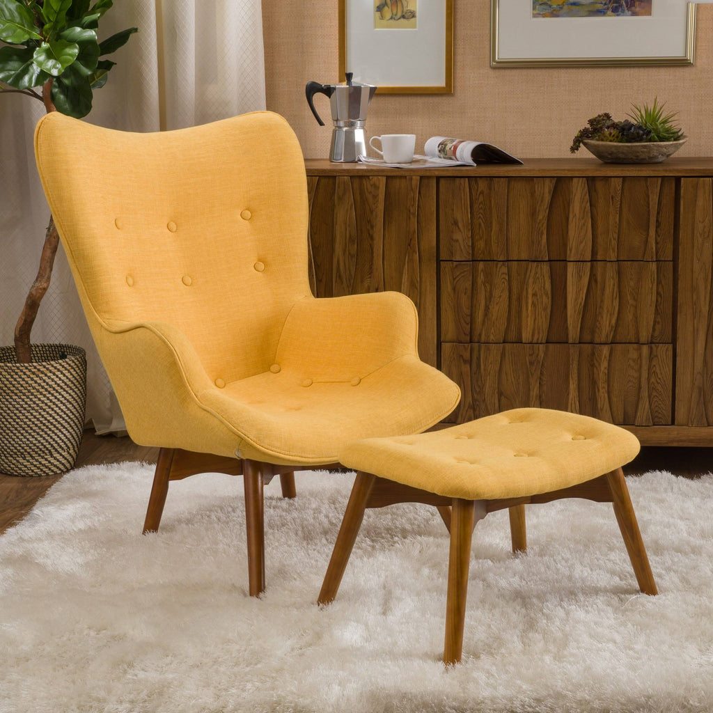 Mid Century Modern Contour Chair with Footstool Z349070