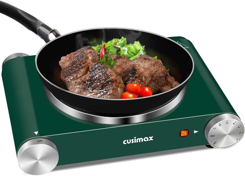Double Burner 1800W Electric Hot Plate Cast Iron Black Stainless Steel O700090