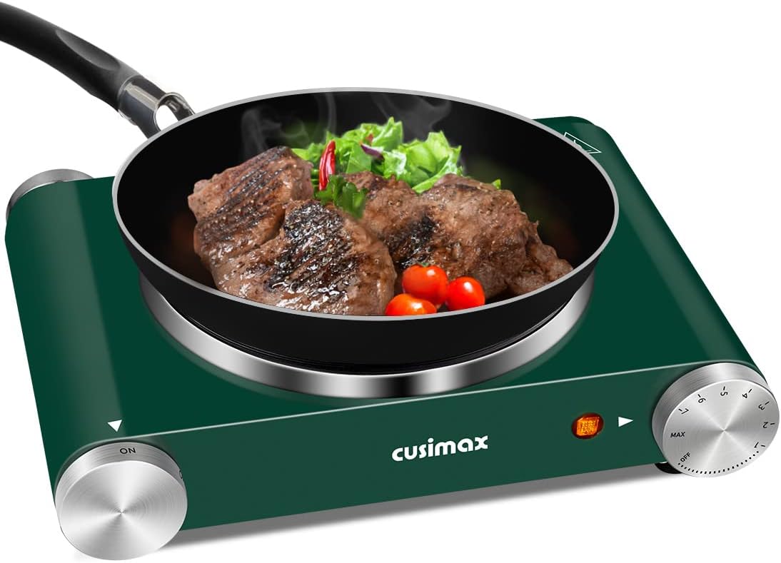 Double Burner 1800W Electric Hot Plate Cast Iron Black Stainless Steel O700090