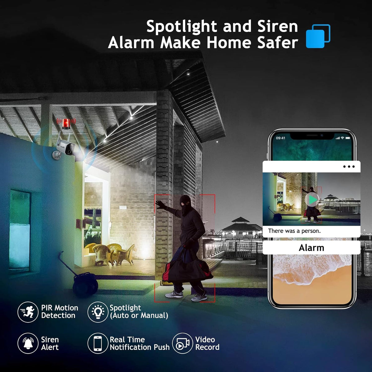 Wireless Outdoor 2K 4MP WiFi Security Camera Y28261