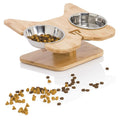 Elevated Dog Bowl Stand with Stainless-Steel Food and Water Bowls F535