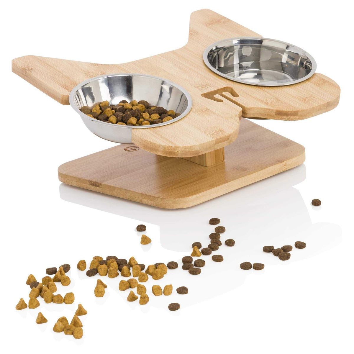 Elevated Dog Bowl Stand with Stainless-Steel Food and Water Bowls F535
