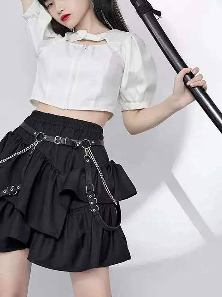 Ruffle Elastic Waistband Skirt L810274