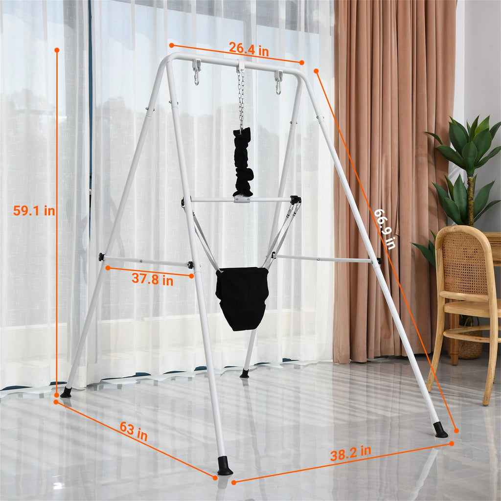 2 in 1 Toddler Metal Swing Set and Baby Jumper with Stand O8800