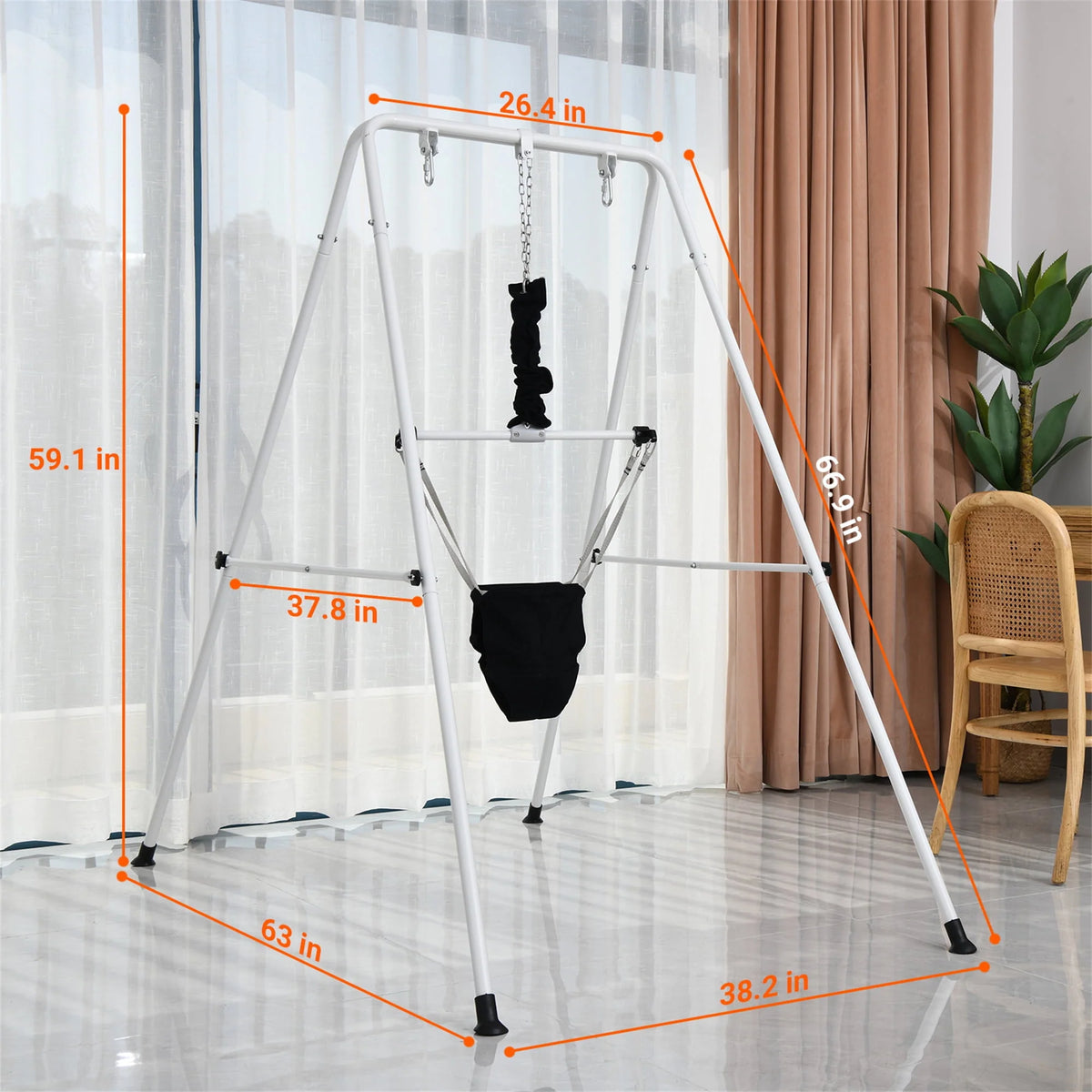 2 in 1 Toddler Metal Swing Set and Baby Jumper with Stand O8800