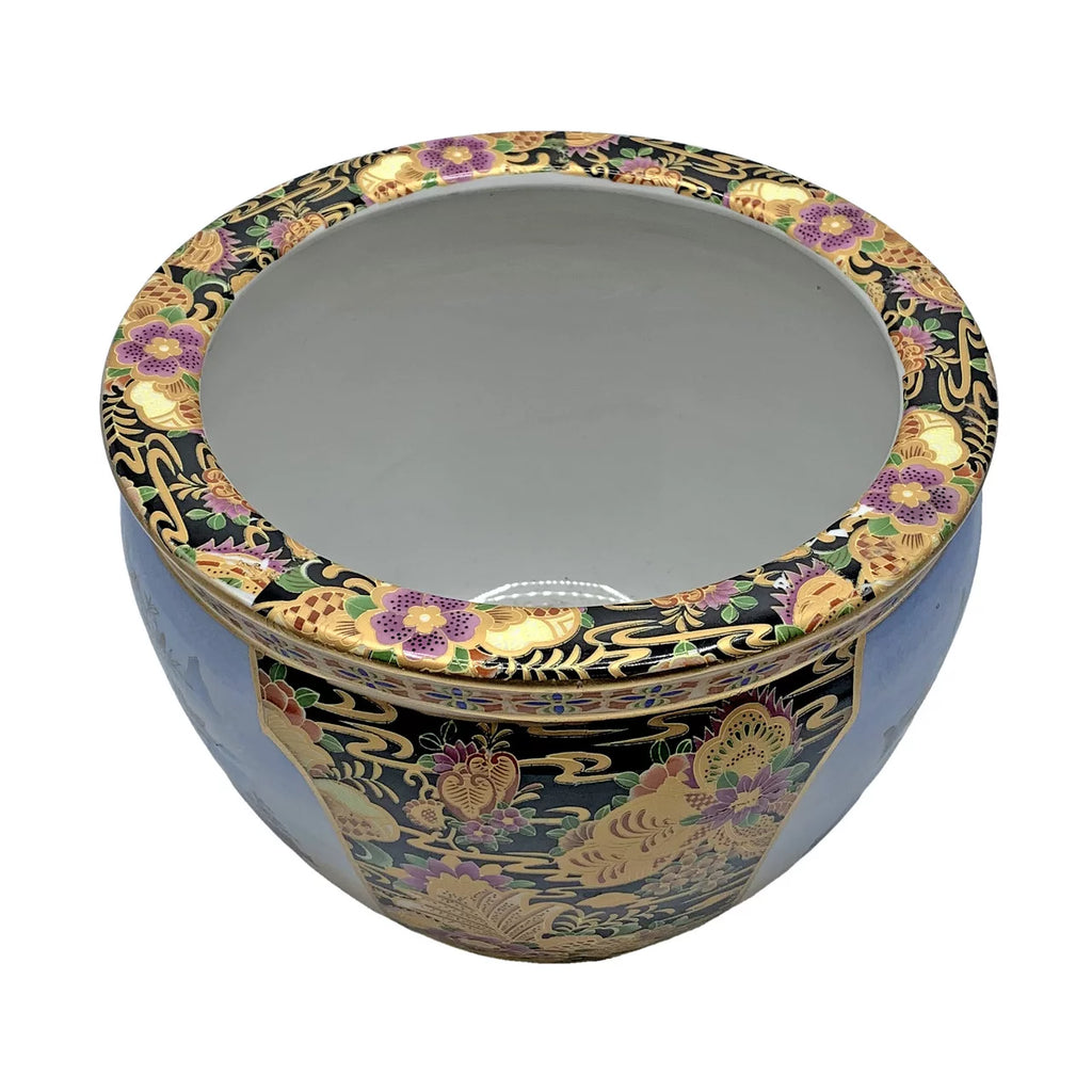 Japanese Satsuma Peacock Planter 10 inch C4210