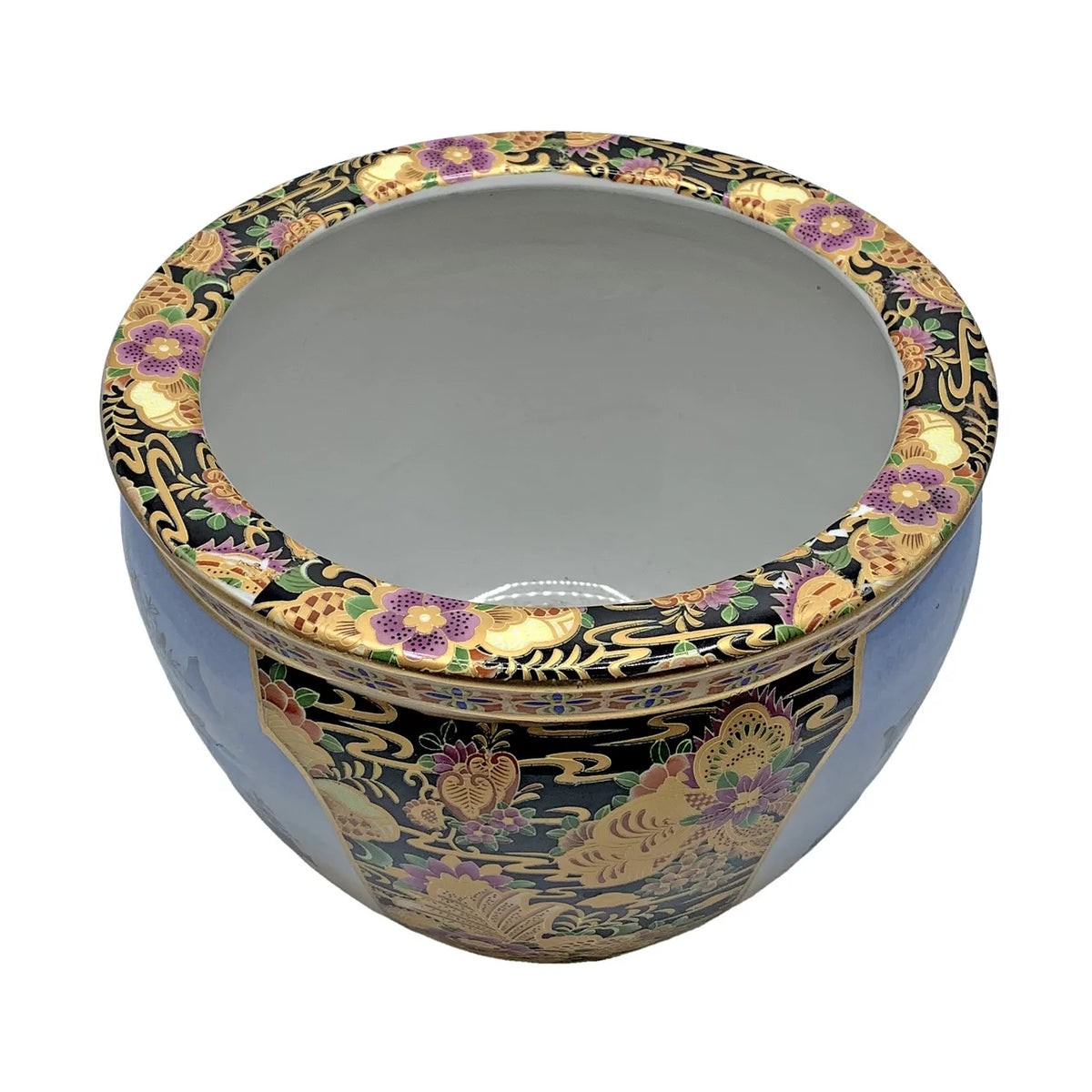 Japanese Satsuma Peacock Planter 10 inch C4210