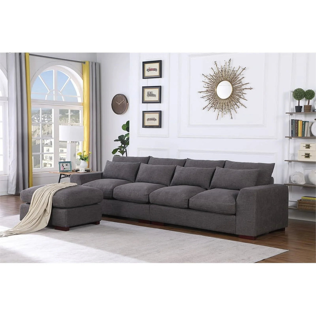 Dark Gray Modular Reversible Sectional Sofa & Ottoman Y31914