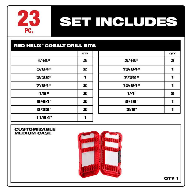 Cobalt Red Helix Twist Drill Bit Set 23-Piece F4891