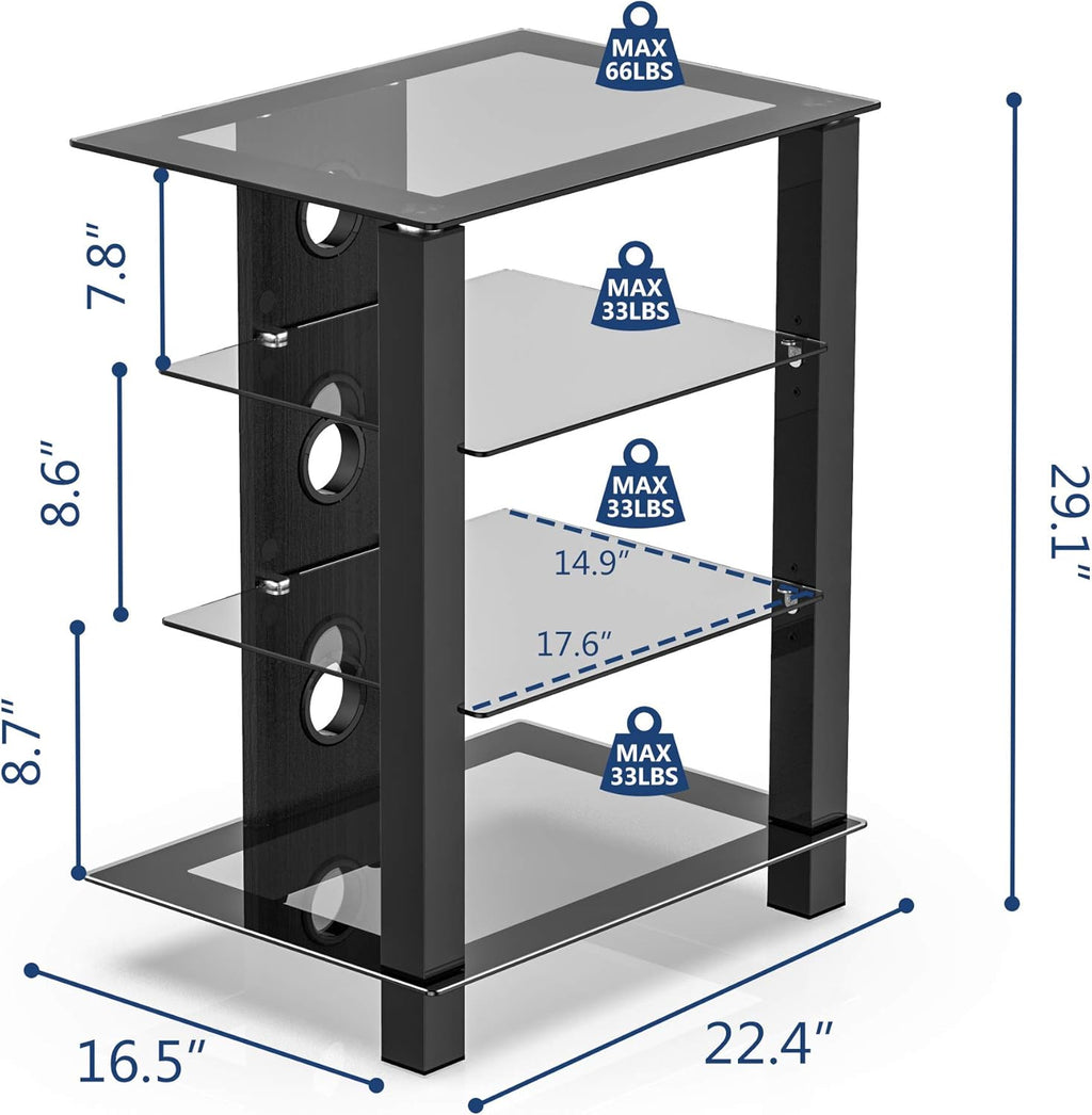 4-Tier AV Media Cabinet Stand Component Cabinet Y424
