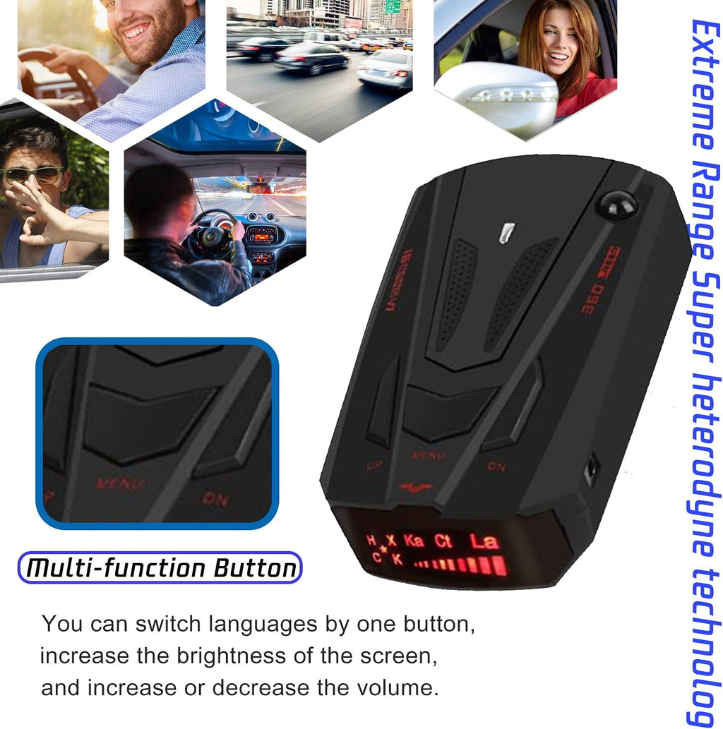 Black Radar Detector with Voice Prompt and LED Display X622701