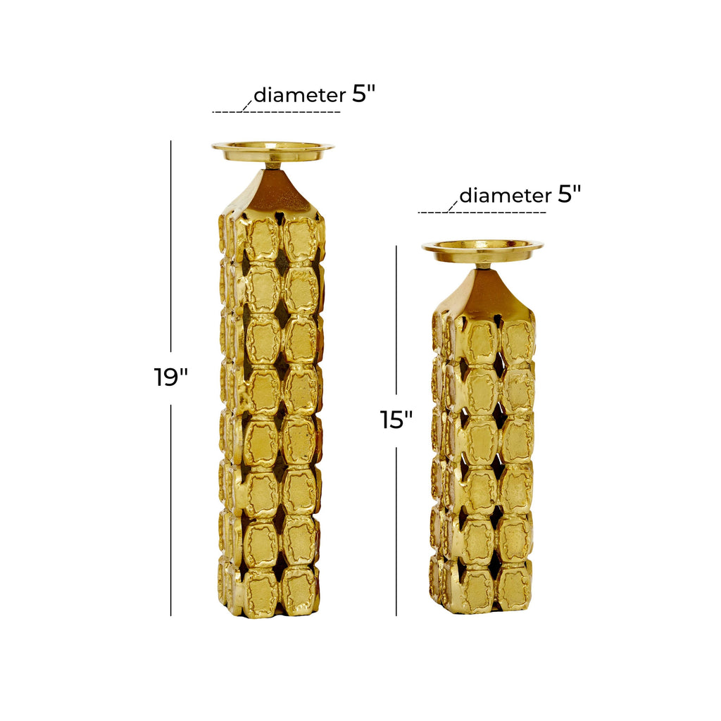 Gold Aluminum Contemporary Candle Holder A533576