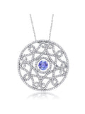 Blue Tanzanite Filigree Pendant Necklace with 18 inch Chain V332541