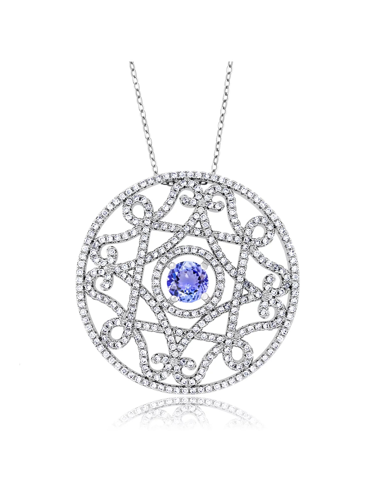Blue Tanzanite Filigree Pendant Necklace with 18 inch Chain V332541