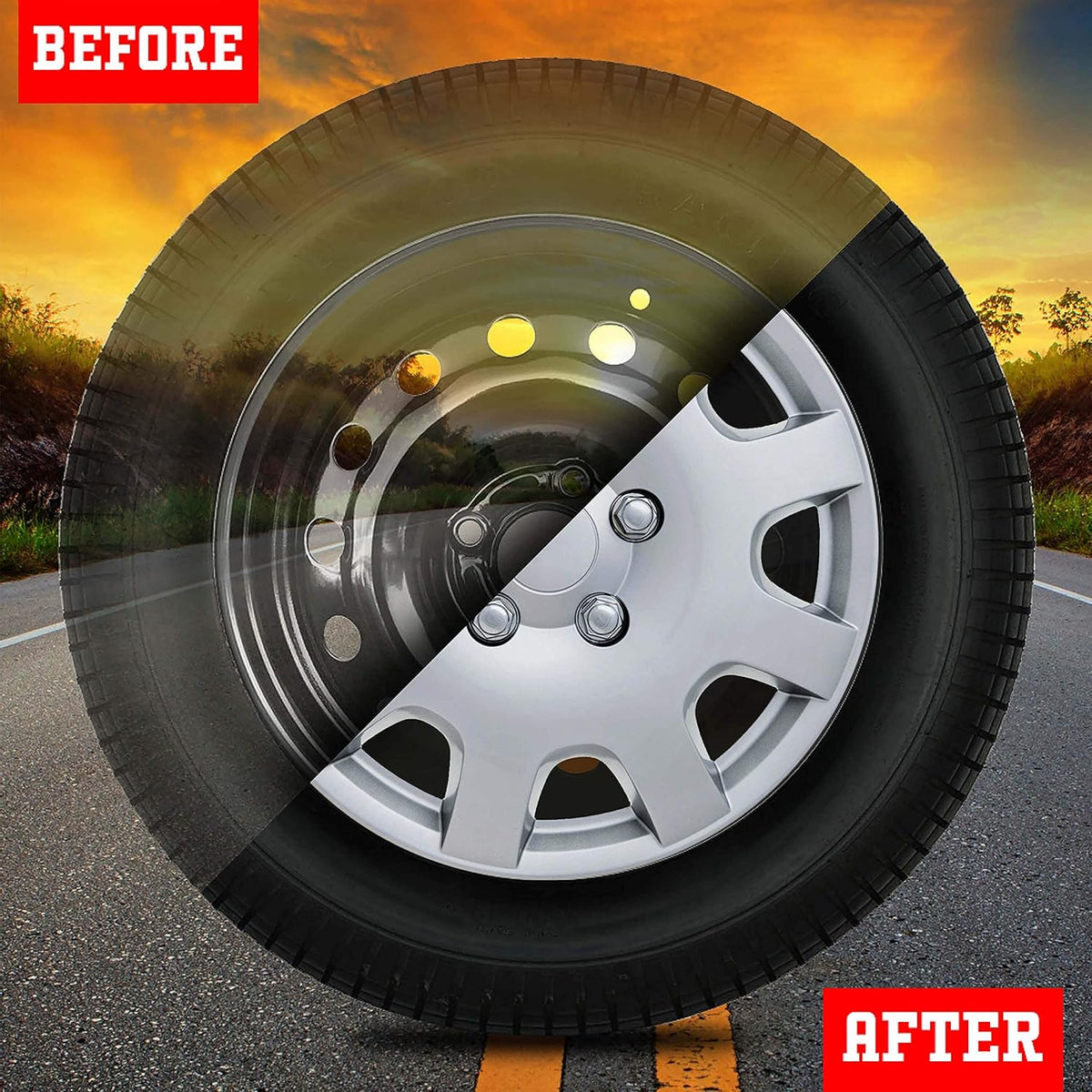15-Inch Set of 4 Silver Car Wheel Hub Caps L965415