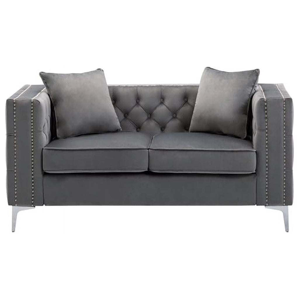 Velvet Sofa Set with Loveseat and Sofa in Gray F968