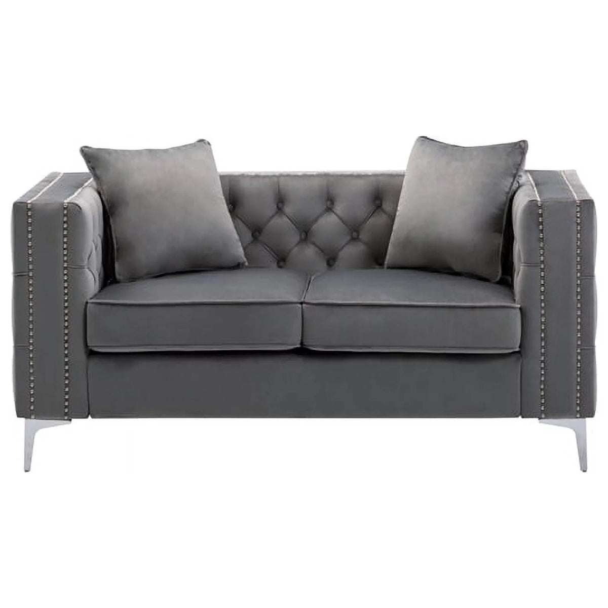 Velvet Sofa Set with Loveseat and Sofa in Gray F968