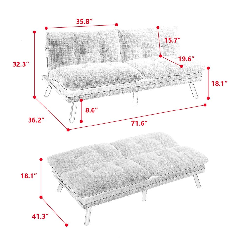 Green Chenille Convertible Sleeper Sofa Bed Z2508