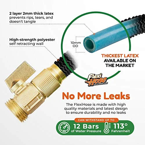 100 FT Expandable Garden Hose with 3/4 Inch Brass Fittings A723