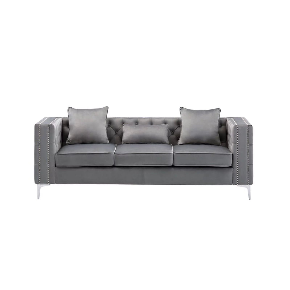 Velvet Sofa Set with Loveseat and Sofa in Gray F968