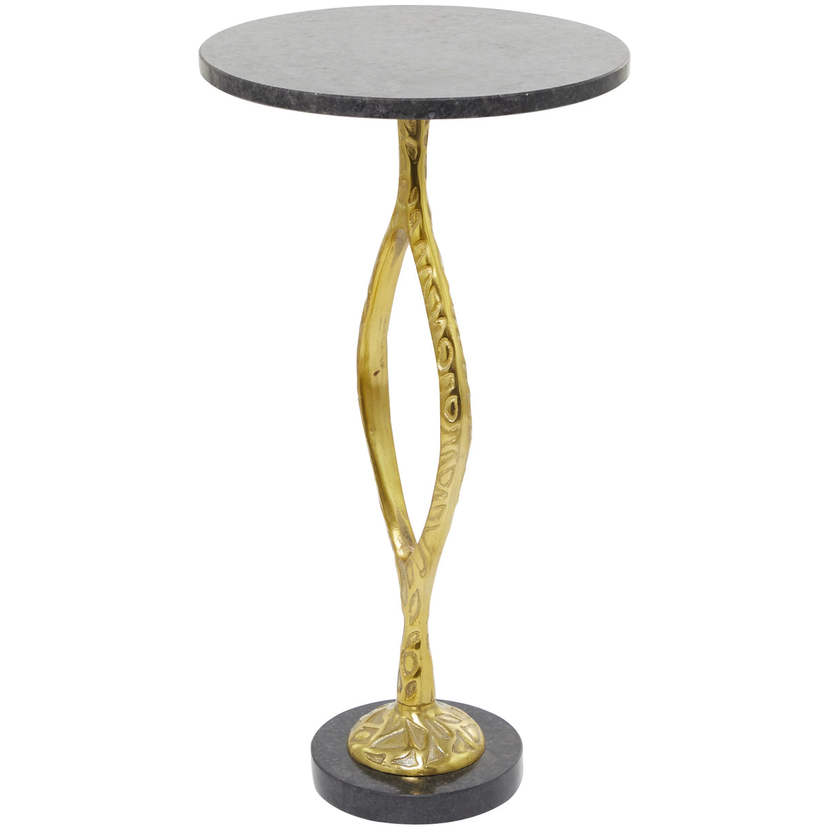 Gold Aluminum Accent Table with Black Marble Base U972684