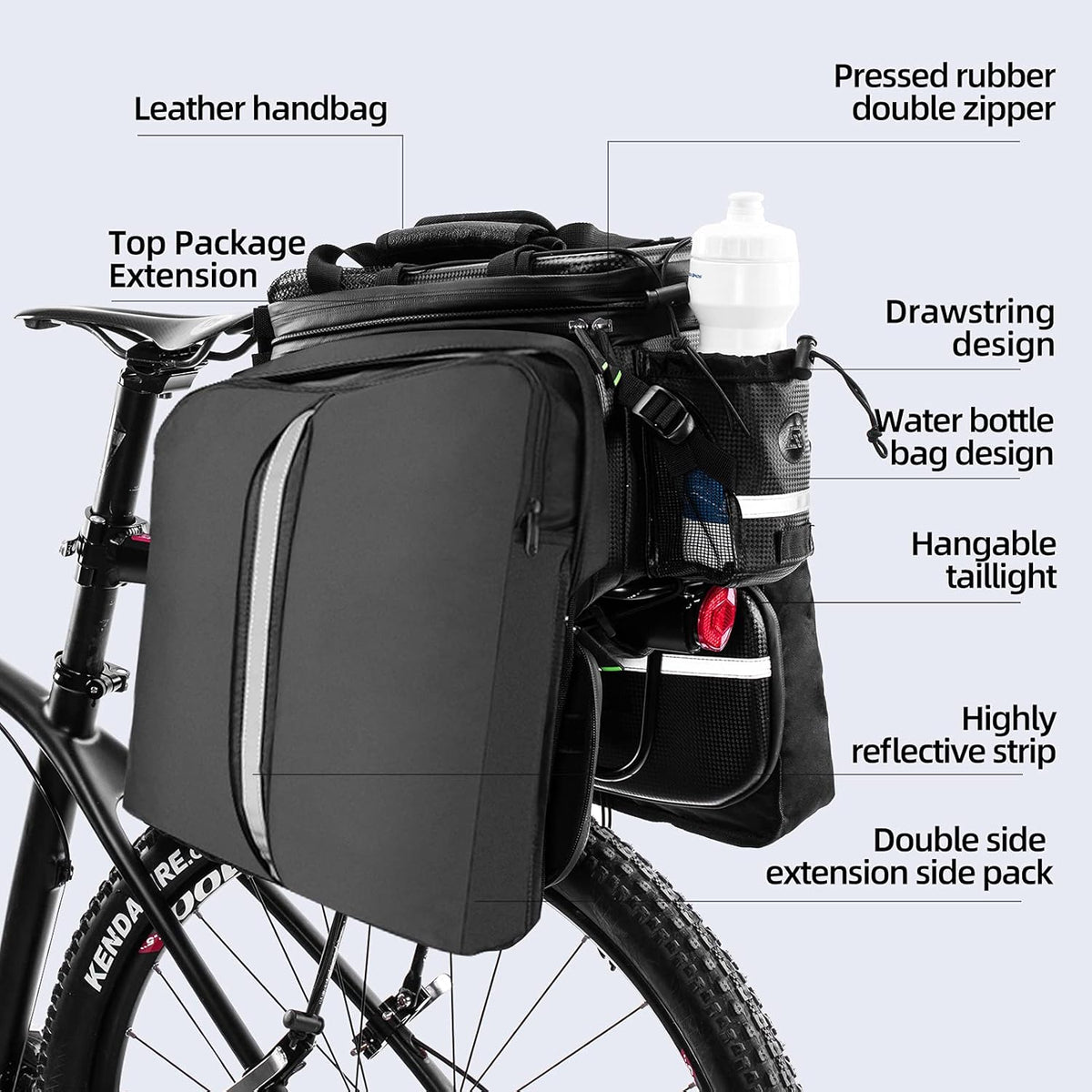 Waterproof Carbon Leather Bike Rack Trunk Bag U97599