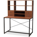 Writing Desk with Bookcase Hutch in Light Brown R8265