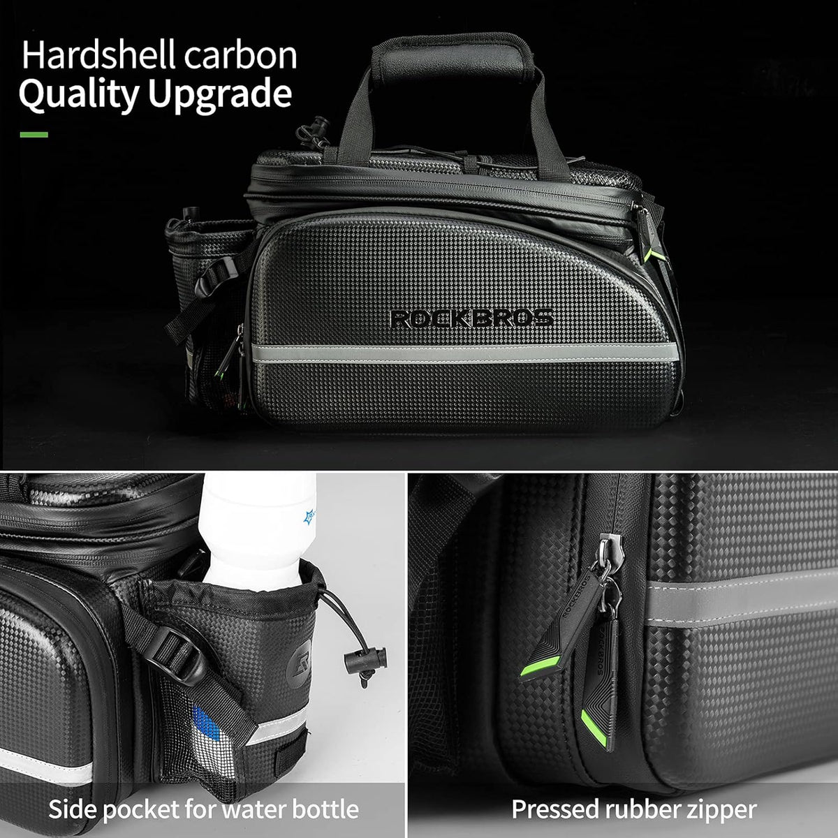 Waterproof Carbon Leather Bike Rack Trunk Bag U97599