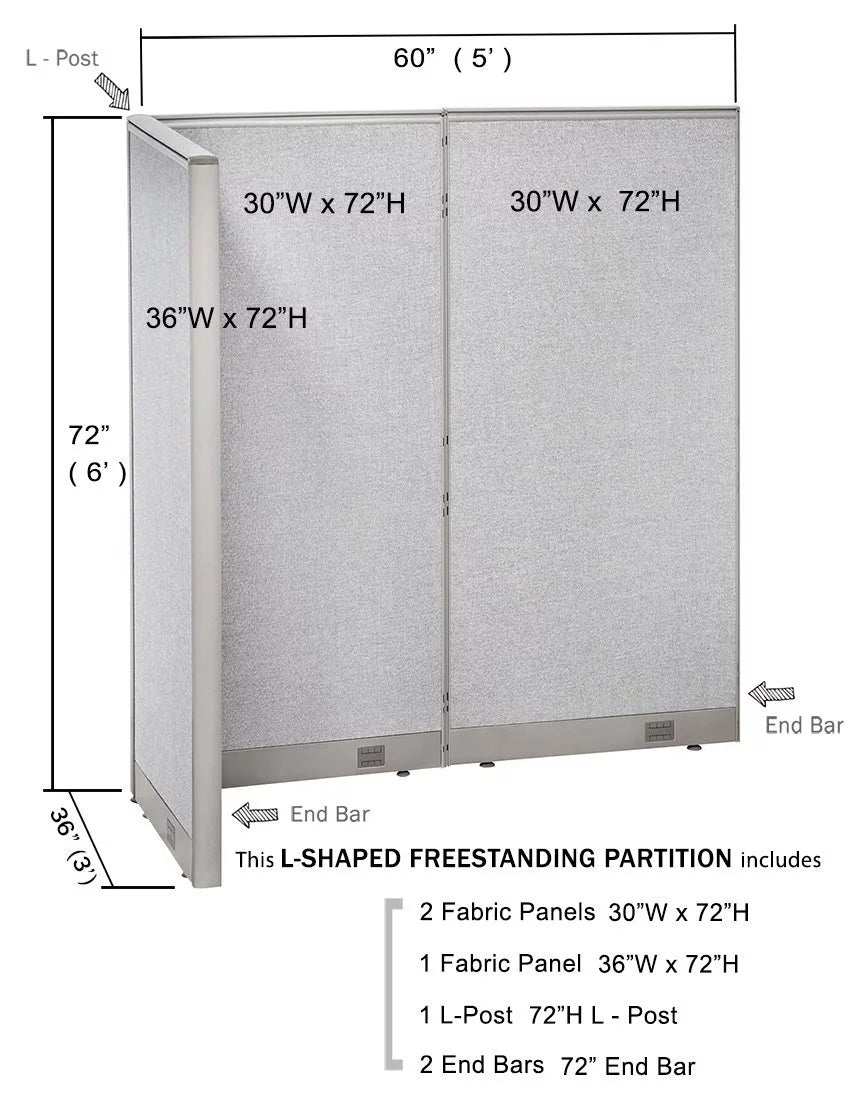 L-Shaped Freestanding Office Partition J89280