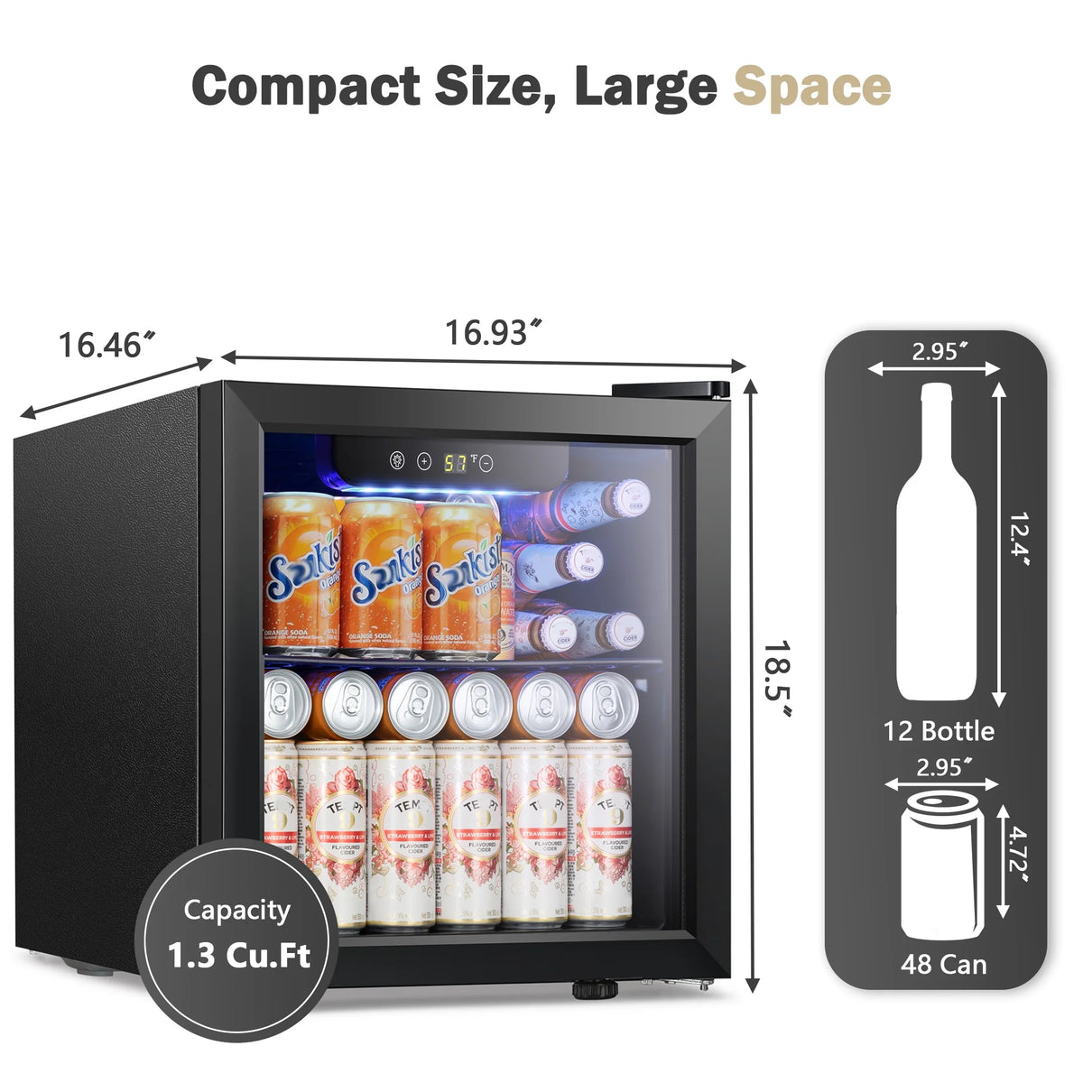 1.7 cu.ft Black Beverage Cooler & Refrigerator V4374