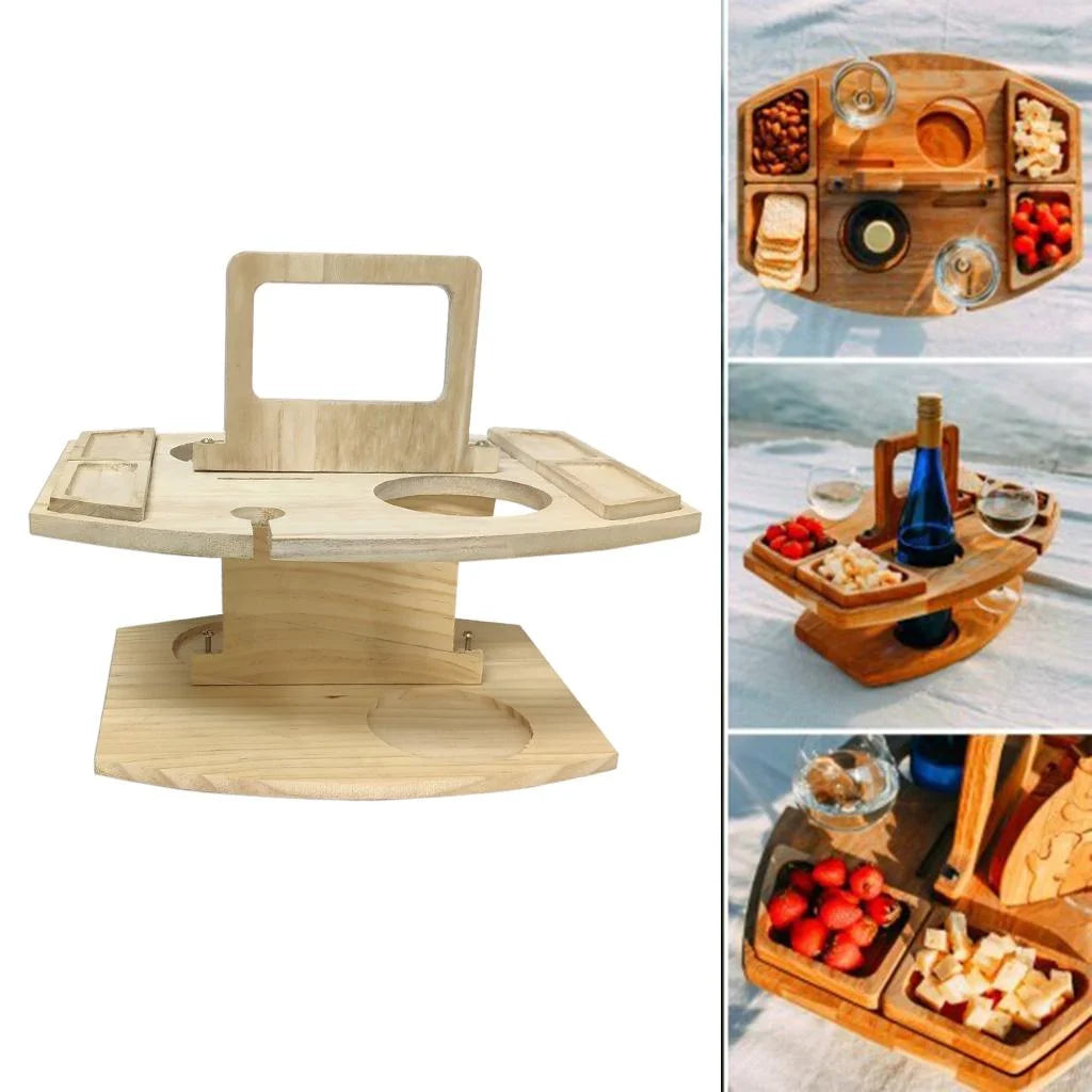 Portable Outdoor Picnic Table with Glass Holder Q814