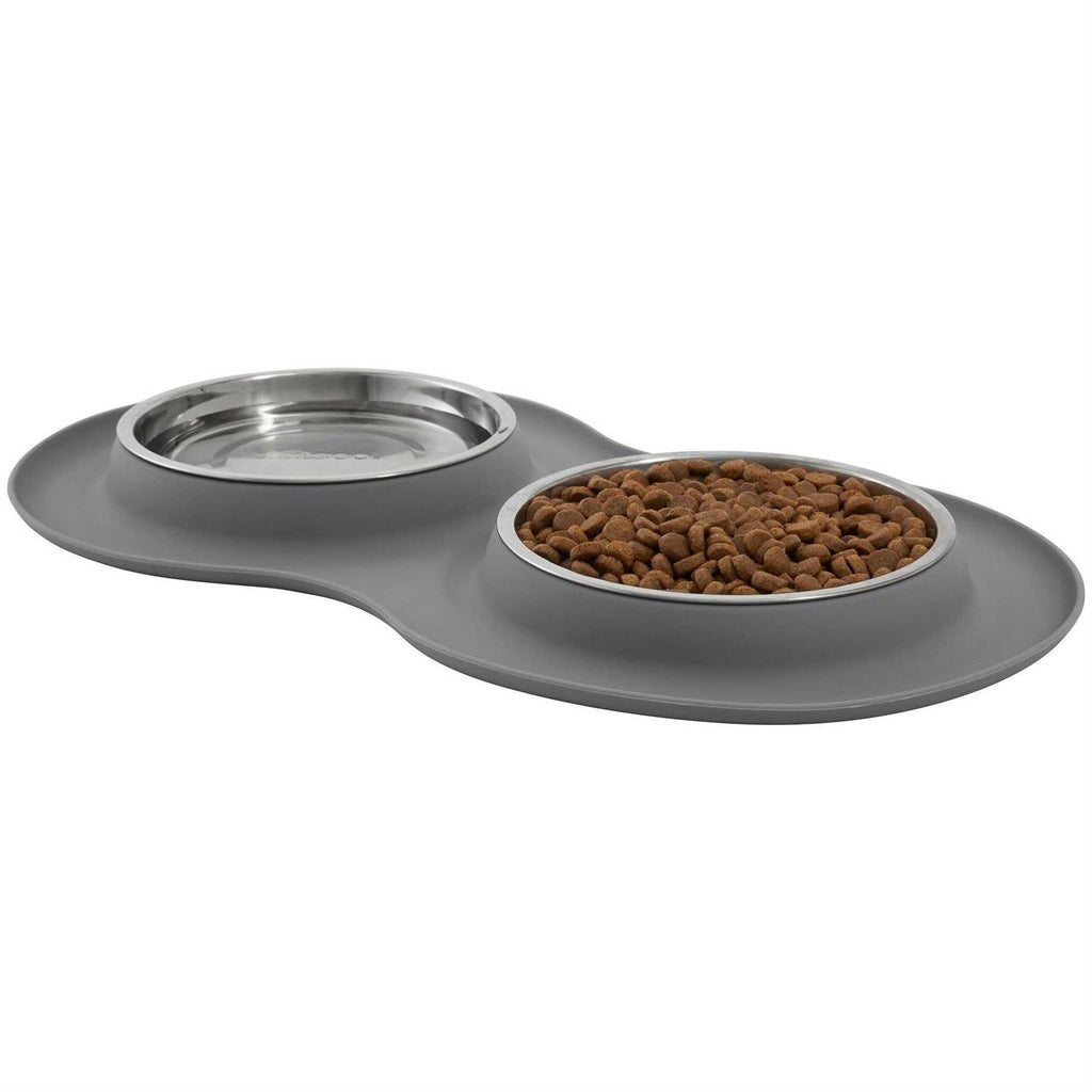 Double Stainless Steel Pet Bowl with Silicone Mat F226335